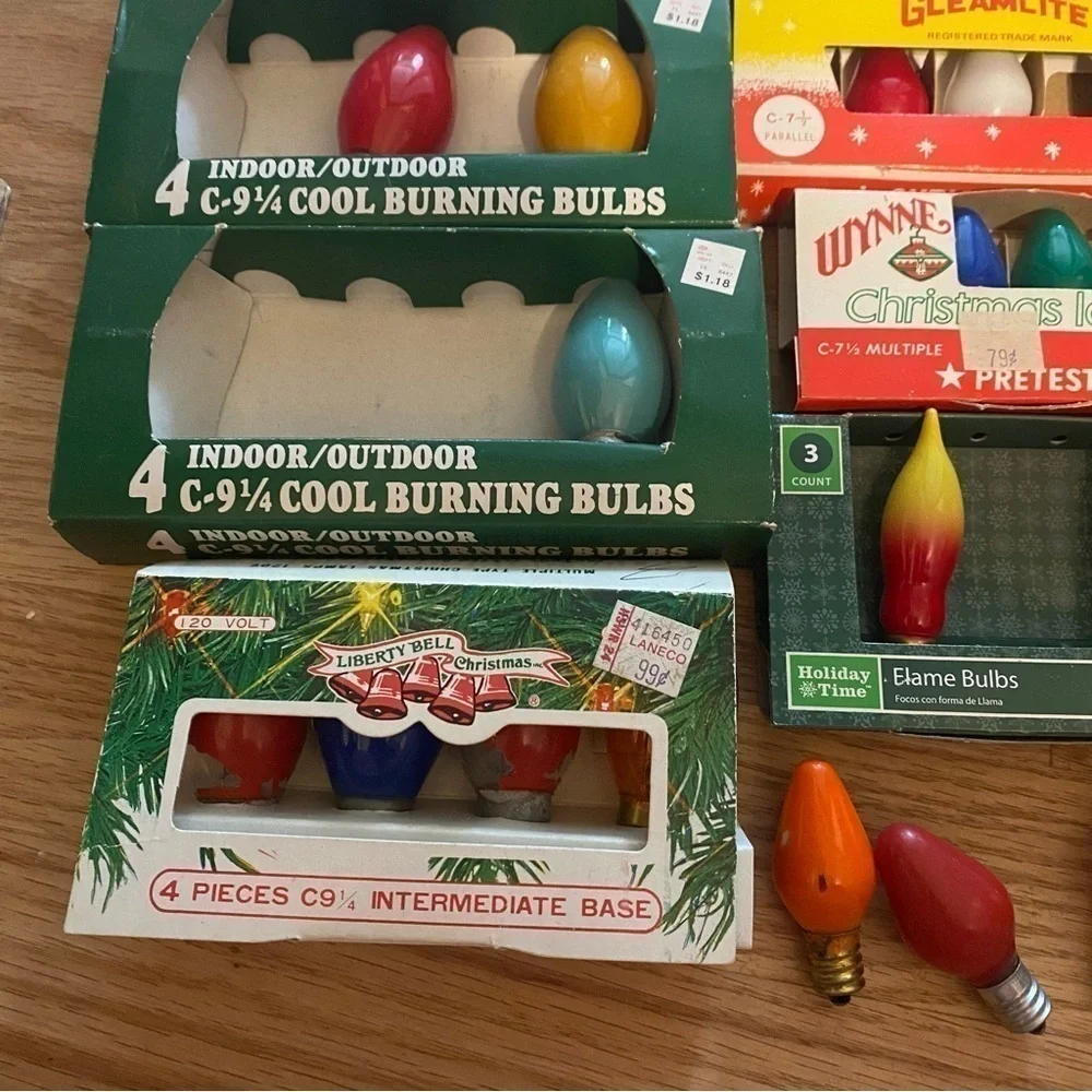Vintage C 9 1/4 C 7 1/2 C7 Christmas Bulb Lot Flasher Cool Burning Wynne